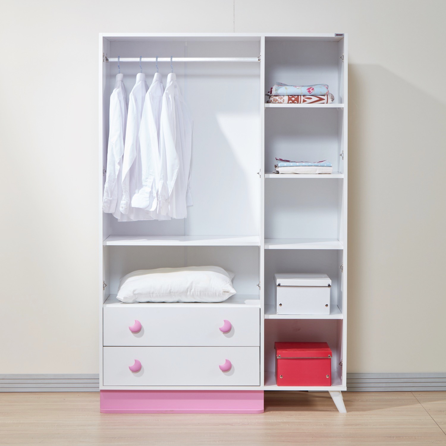 Dessenti Miray Bebek Odası 3 Kapaklı Gardrop BeyazPembe