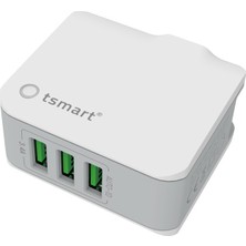 T&Smart Micro Şarj Kablolu T&Smart 3 Usb Seyahat Şarj Seti