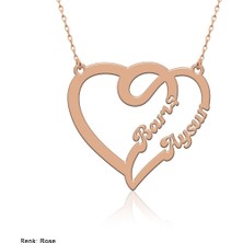 İndigo Takı Çift Kalp İsimli Gümüş Kolye