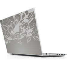 Sticker Master Gri Floral Laptop Sticker Oto Motor Pc Etiket