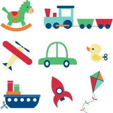 Sticker Master Renkli Oyuncaklar Çocuk Odası Sticker Oto Motor Pc Etiket