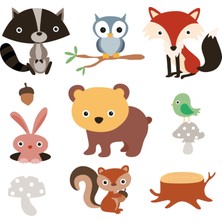 Sticker Master Orman Hayvanları Çocuk Odası Sticker Oto Motor Pc Etiket