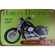 T-Bek Dekoratif Vintage Metal Pano Harley Motor 20X30