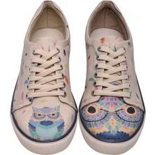 Kadın Vegan Deri Bej Sneakers - I Never Sleep Tasarım