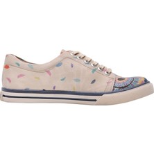 Kadın Vegan Deri Bej Sneakers - I Never Sleep Tasarım