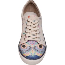 Kadın Vegan Deri Bej Sneakers - I Never Sleep Tasarım
