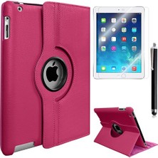 Kea Apple iPad 2 360° Dönebilen Standlı Pembe Kılıf + Ekran Koruyucu Film + Tablet Kalemi