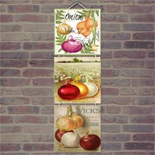 Cakasepetim Ahşap Tablo Afişlerde Soğanlar Baskılı 14X14 Cm 3 Parça