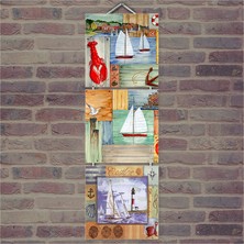 Cakasepetim Ahşap Tablo Beyaz Yelkenli Tekneler Baskılı 14X14 Cm 3 Parça