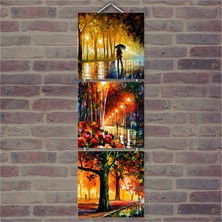 Cakasepetim Ahşap Tablo Yağlı Boya Çalışması Baskılı 14X14 Cm 3 Parça