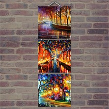 Cakasepetim Ahşap Tablo Yağlı Boya Çalışması Baskılı 14X14 Cm 3 Parça