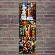 Cakasepetim Ahşap Tablo Yağlı Boya Çalışması Baskılı 14X14 Cm 3 Parça