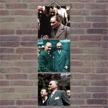 Cakasepetim Ahşap Tablo Atatürk Baskılı 14X14 Cm 3 Parça