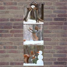 Cakasepetim Ahşap Tablo Sevimli Sincaplar Baskılı 14X14 Cm 3 Parça