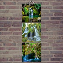 Cakasepetim Ahşap Tablo Şelaleler Baskılı 14X14 Cm 3 Parça