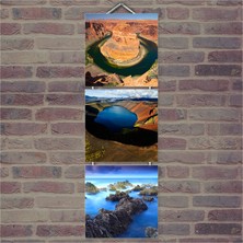 Cakasepetim Ahşap Tablo Kraterler Baskılı 14X14 Cm 3 Parça