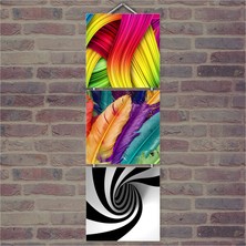 Cakasepetim Ahşap Tablo Renk Cümbüşleri Baskılı 14X14 Cm 3 Parça