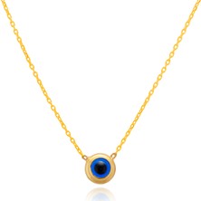 Takıhan Altın Yaldızlı Nazar Boncuklu Kolye Th977