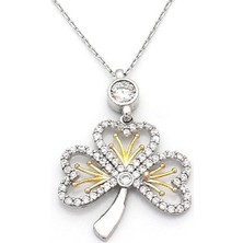 Takıhan Çiçek Motifli Zirkon Taşlı 925 Ayar Gümüş Kolye Th503