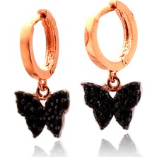 Takıhan Siyah Zirkon Taşlı Kelebek Gümüş Küpe Th1004