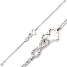 Takıhan Sonsuzluk Kalp Motfili Bayan Gümüş Bileklik Th57