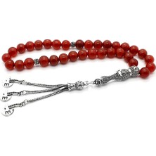 Takıhan Gümüş Iyı Yazılı  İmameli Akik Taşı Tesbih Th847