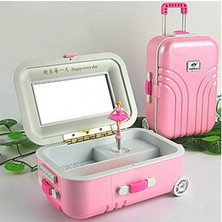 Toptancı Kapında Bavul Tasarımlı Müzik ve Takı Kutusu - Pembe