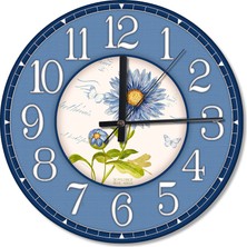 Cakasepetim Mektup Ve Mavi Çiçek Ahşap Duvar Saati