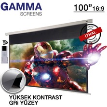 Gamma Screens 221x124 Kontrast Gri Motorlu Projeksiyon Perdesi