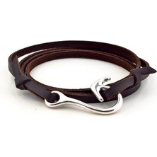 Solfera Kahverengi Orj Deri Kancalı Erkek Bileklik Bx313