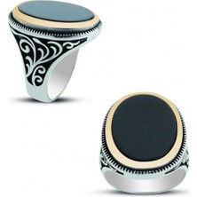 Takıhan 925 Ayar Gümüş Oniks Taşlı Erkek Yüzük