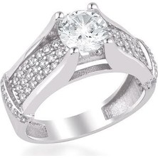 Takıhan 925 Ayar Gümüş Zirkon Taşlı Tek Taş Model Yüzük