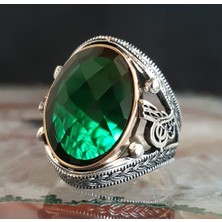 Takıhan 925 Ayar Gümüş Zirkon Taşlı Tuğralı Erkek Yüzük 4