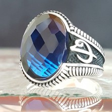 Takıhan 925 Ayar Gümüş Zirkon Taşlı Elif Vav Detaylı Erkek Yüzük