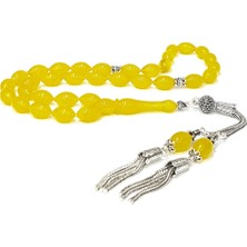 Takıhan 925 Ayar Gümüş Püsküllü Arpa Kesim Sıkma Kehribar Tesbih Model-6