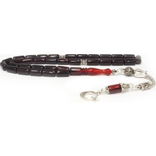 Takıhan 925 Ayar Gümüş Ayyıldız Püsküllü Kesme Model Sıkma Kehribar Tesbih