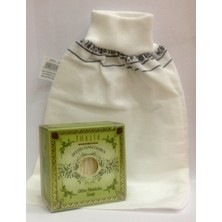 Aktarzane Kelebek Kese Lastikli İnce + Zeytin Sabunu Banyo Hamam Kesesi Spa Seti