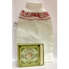 Aktarzane Kelebek Kese Lastikli Kalın + Zeytin Sabunu Banyo Hamam Kesesi Spa Seti