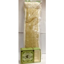 Aktarzane Kabak Lifi Kese Uzun Sırt Tipi İpli + Zeytin Sabunu Banyo Hamam Kesesi Spa Seti