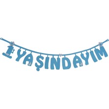 Partioutlet Keçe 1 Yaşındayım Yazı - Mavi