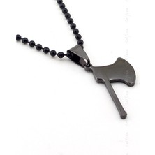 Solfera Küçük Boy Balta Siyah Çelik Erkek Kolye K745