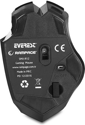 Rampage SMX-R12 Hawker Siyah 4800Dpi Oyuncu Kablosuz Mouse