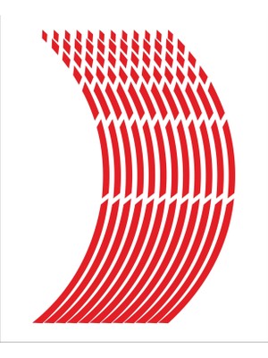 Stickermarket Kırmızı Fosforlu Jant Şeridi Kesikli