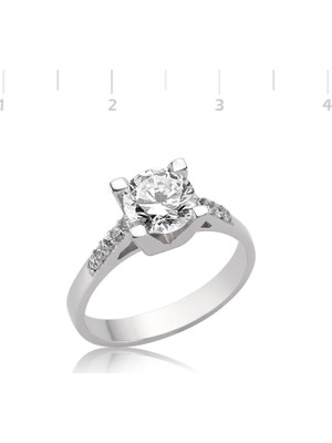 Gumush Gümüş Dört Tırnaklı Tektaş Yüzük