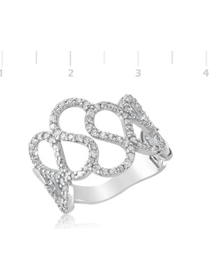 Gumush Gümüş Zirkon Taşlı Dalga Yüzük