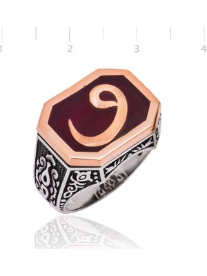 Gumush Gümüş Vav Desenli Erkek Yüzük