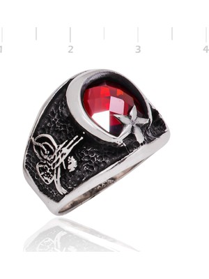 Gumush Gümüş Ay-Yıldız Tuğra Erkek Yüzük