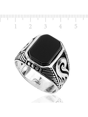 Gumush Oniks Taşlı Gümüş Erkek Yüzük