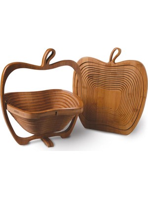 Folding Fruit Katlanabilir Ahşap Meyve Sepeti Elma / Folding Fruit  Bowl Apple Basket İn Bamboo