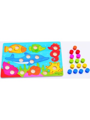 Momz Eğitici Ahşap Montessori Oyuncak Okyanus Puzzle Yapboz
